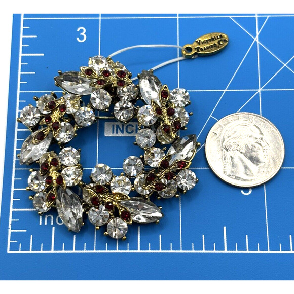 Victorian Trading Company Brooch Wreath Clear Red J1-3017 - Picture 6 of 10